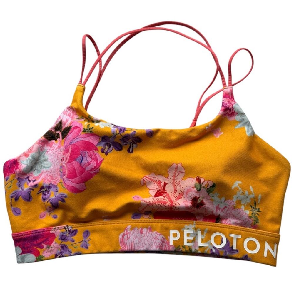 Peloton Speed Up Sports Bra Saffron Yellow Floral AAPI Limited Edition Size Med